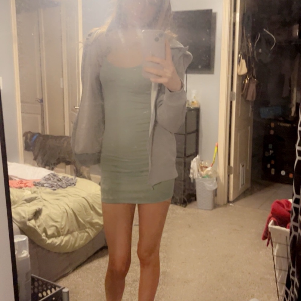 green rib nit dress